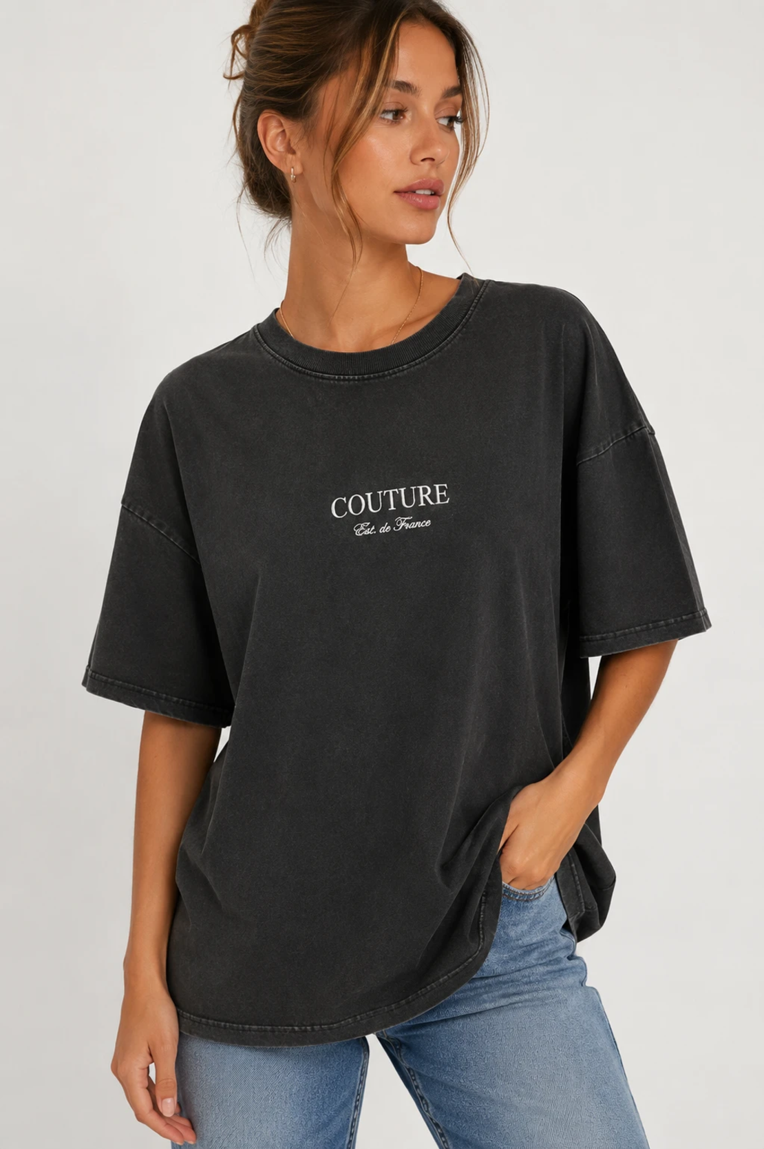 ONLY Черна тениска Couture • S Oversized