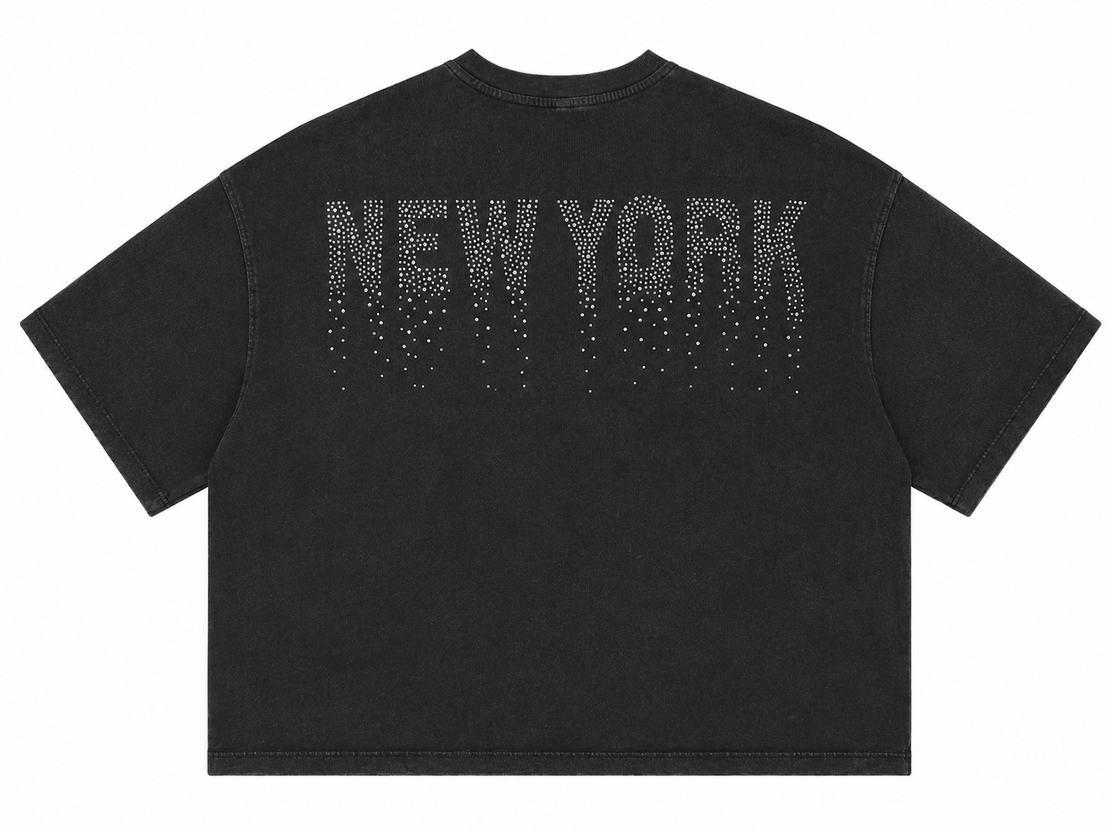 ONLY Тениска с кристали NY • S Oversized