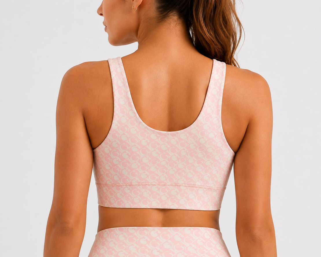 Guess Jeans Pink Logo Lace-Up Crop Top • S