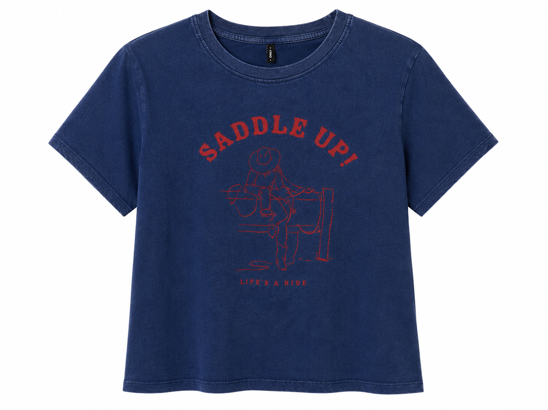 ONLY Тениска “Saddle Up!” • M Oversized