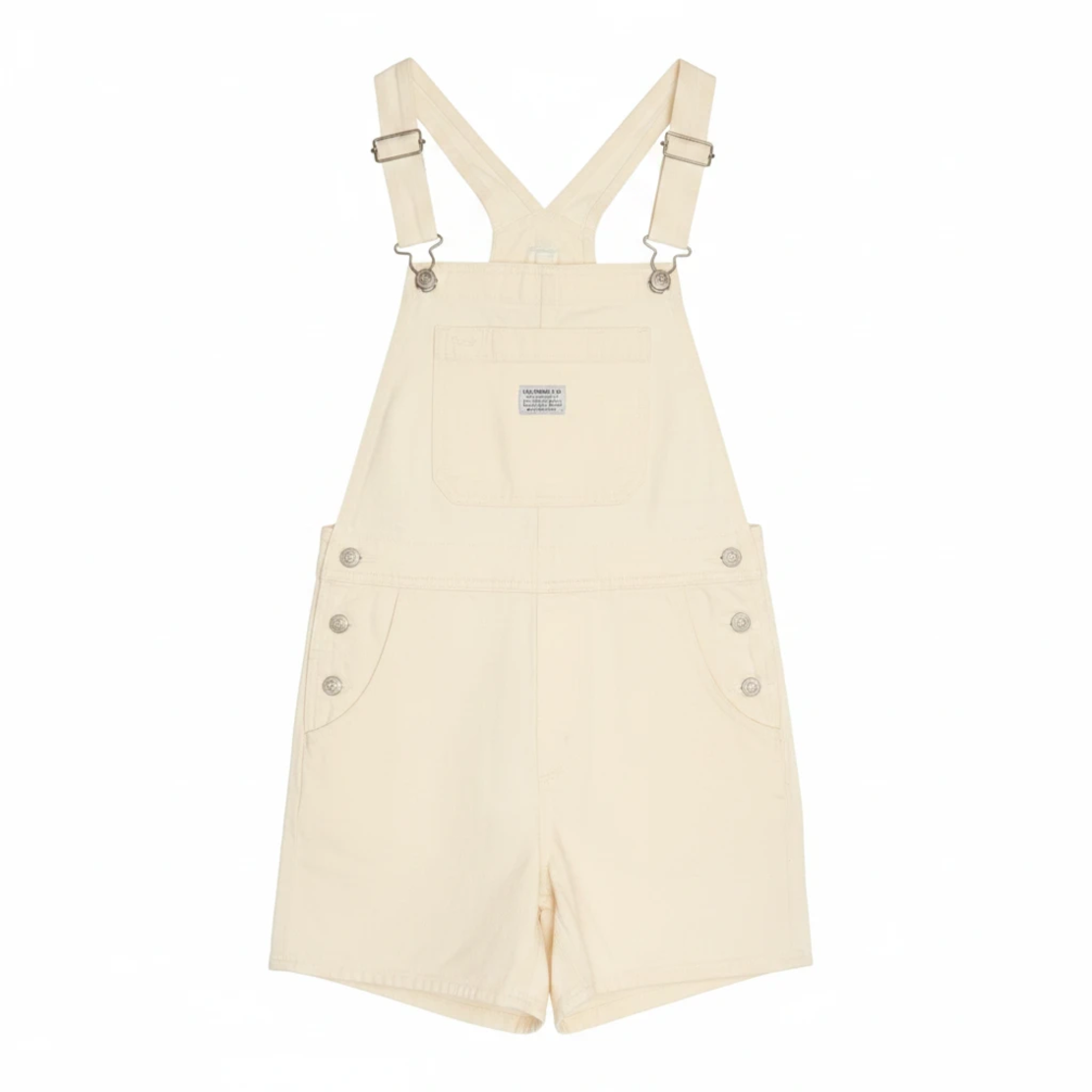 Levi’s Cream Denim Dungaree Shorts • XS