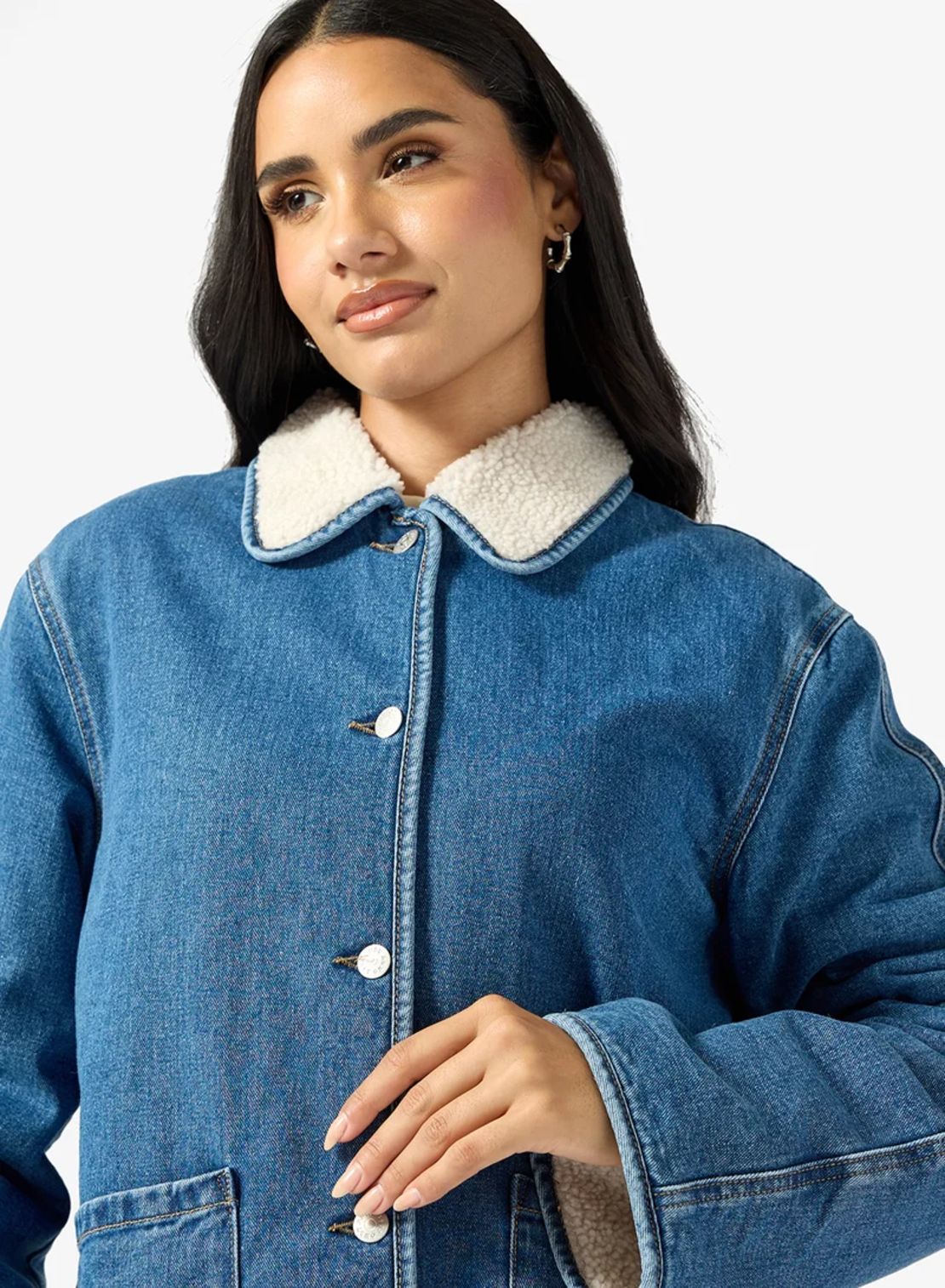 ONLY дънково яке с teddy подплата Oversized • M