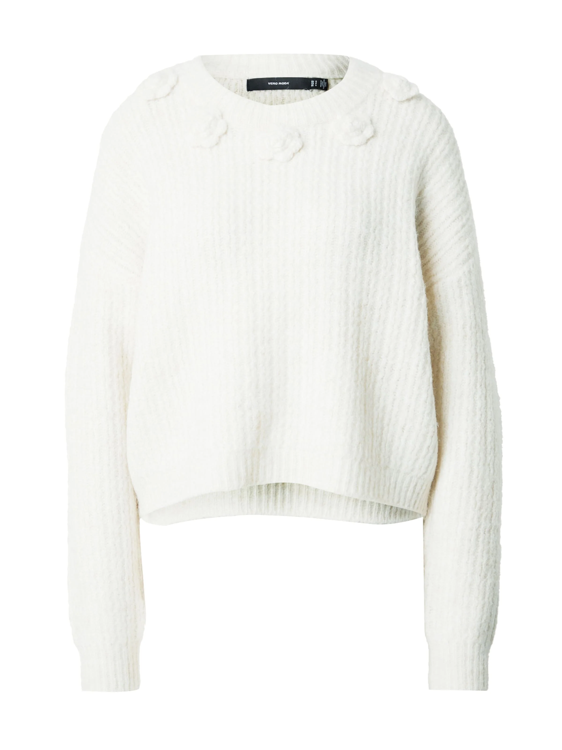 Vero Moda бял пуловер с цветя • L