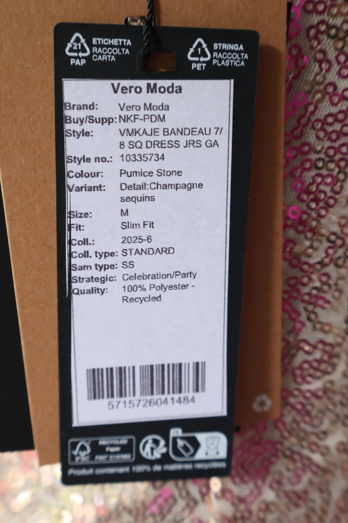 Vero Moda Пайетена макси рокля • M