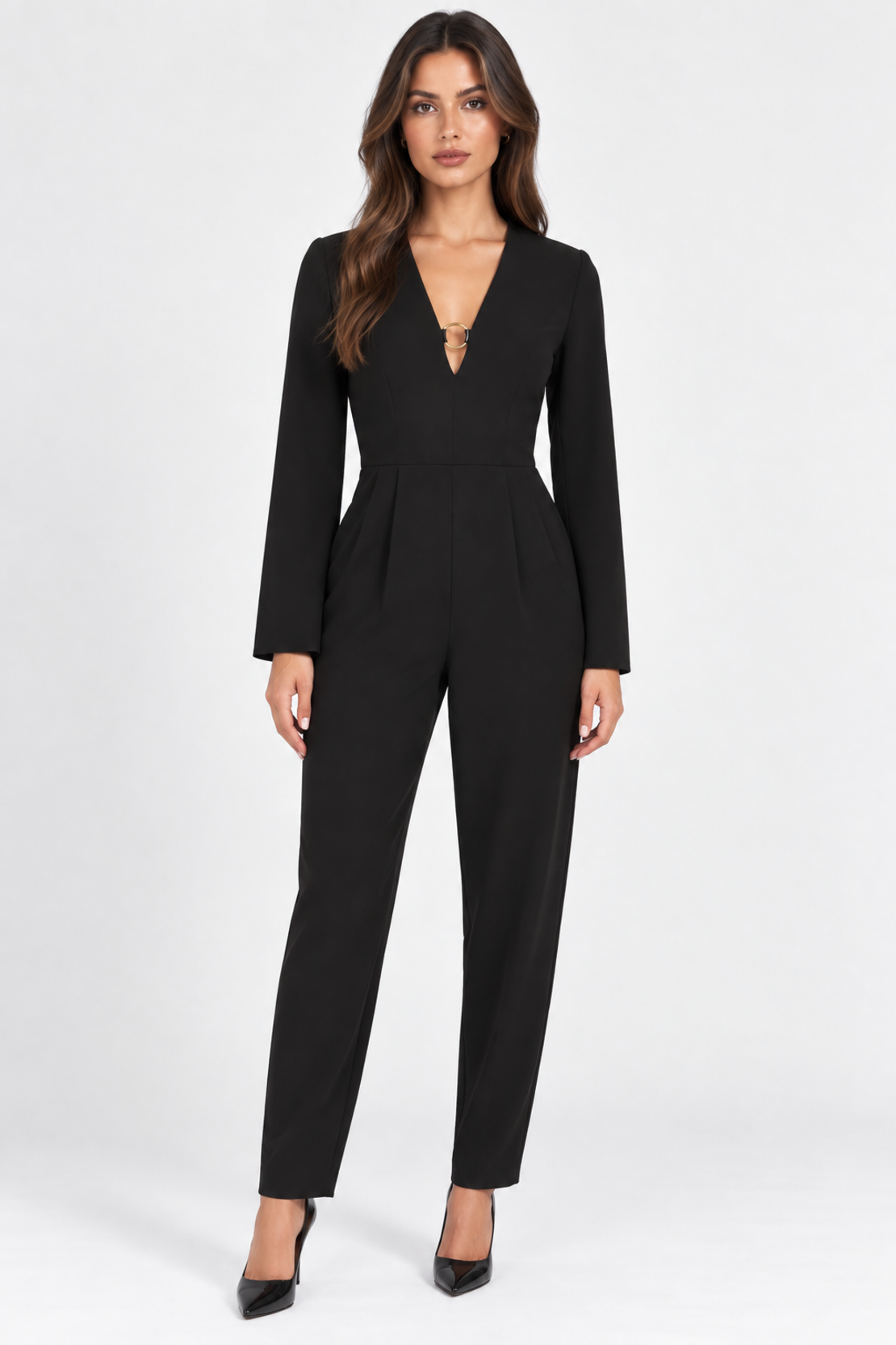 MANGO черен елегантен гащеризон • XS