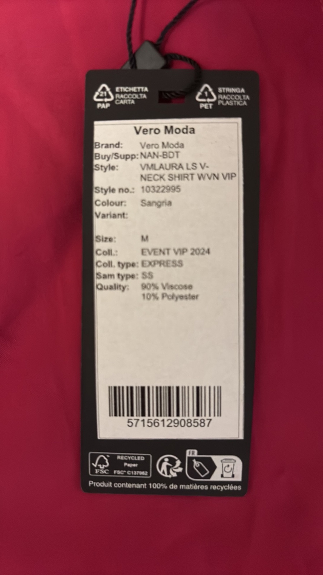 Vero Moda риза Laura Sangria • M