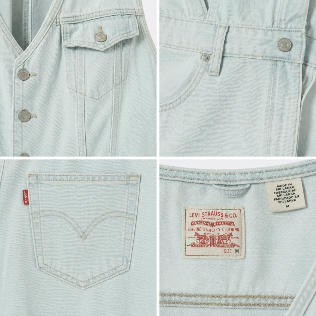 Levi’s светъл denim гащеризон с къс панталон - M