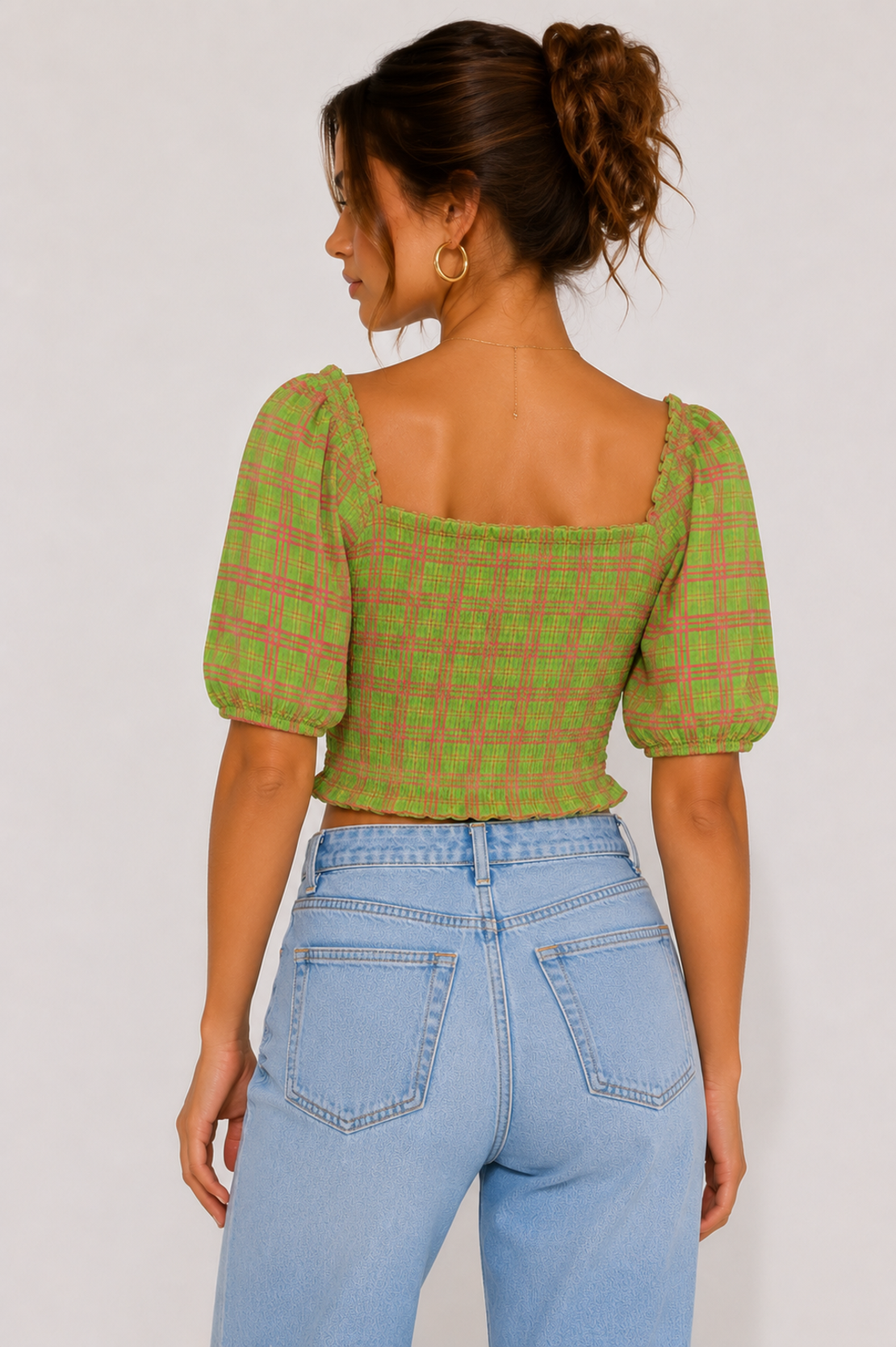 ASOS DESIGN кариран къс топ • EU 38