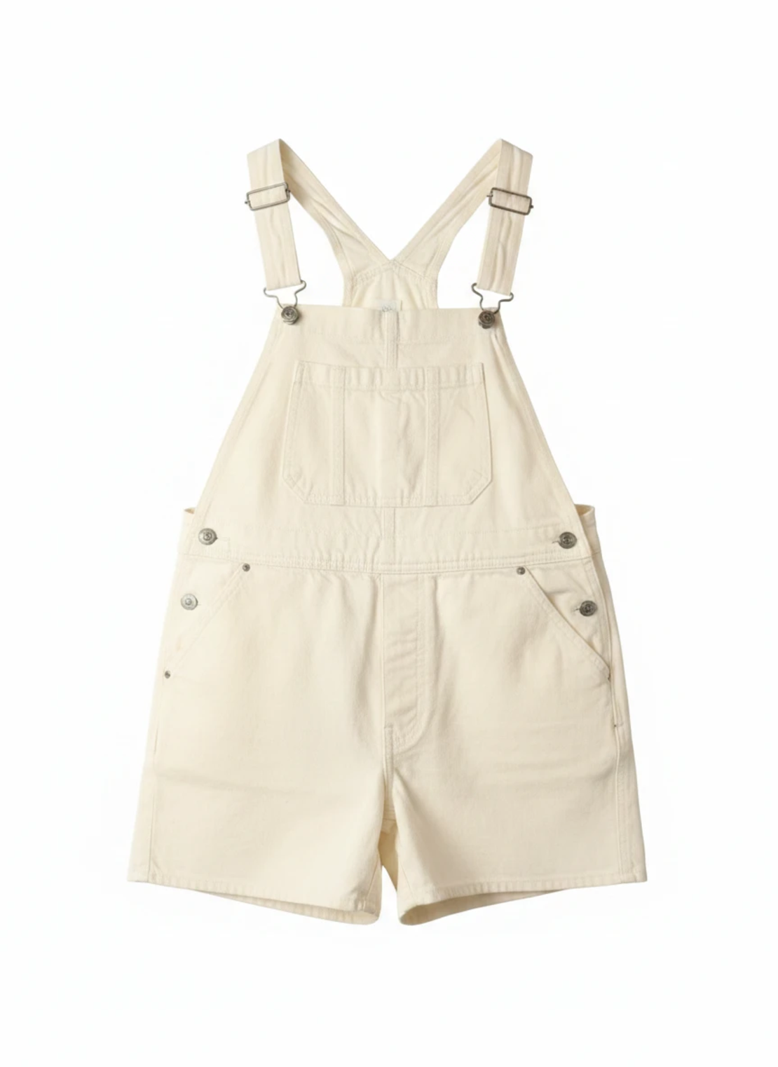 Levi’s Cream Denim Dungaree Shorts • XS