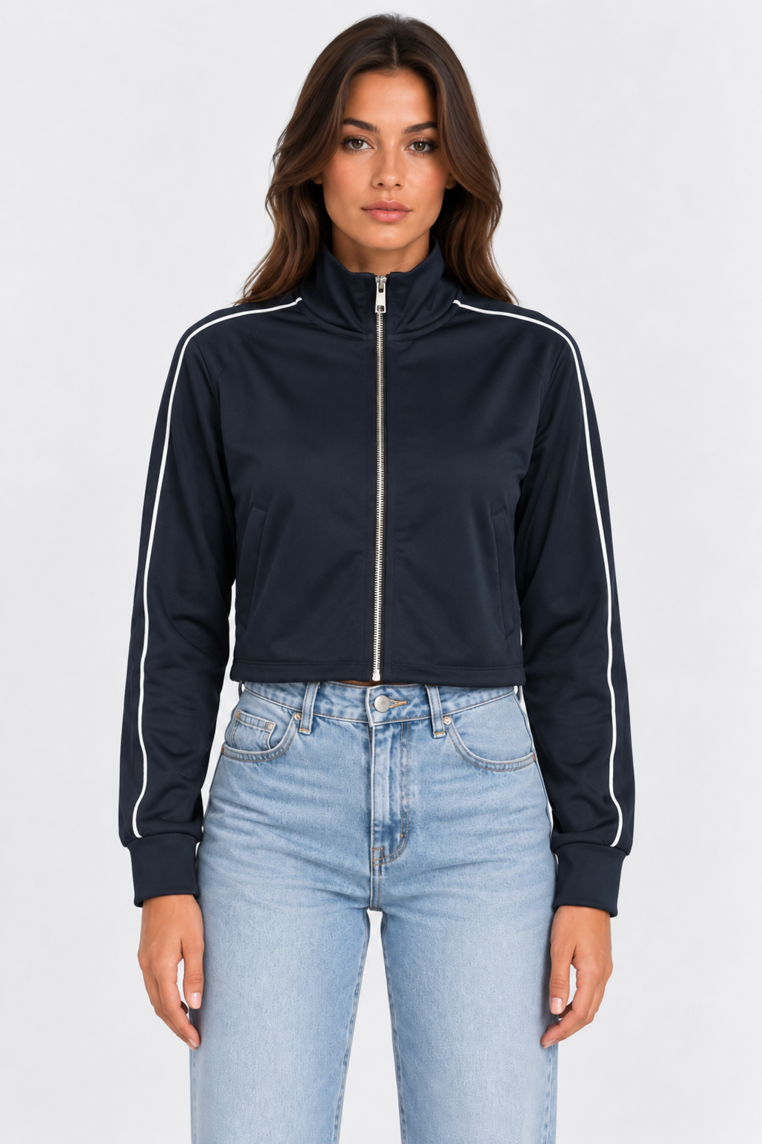 PIECES дамски cropped суичър с цип • M
