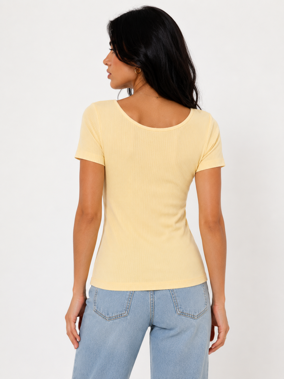 Pieces рипсен топ Pale Banana • S