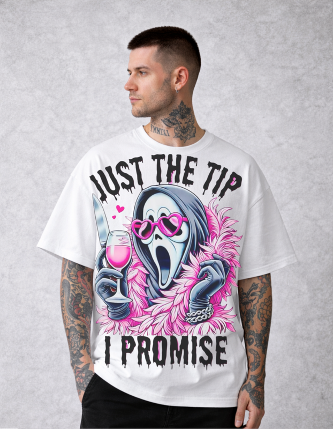 Oversized - Тениска с текстов надпис