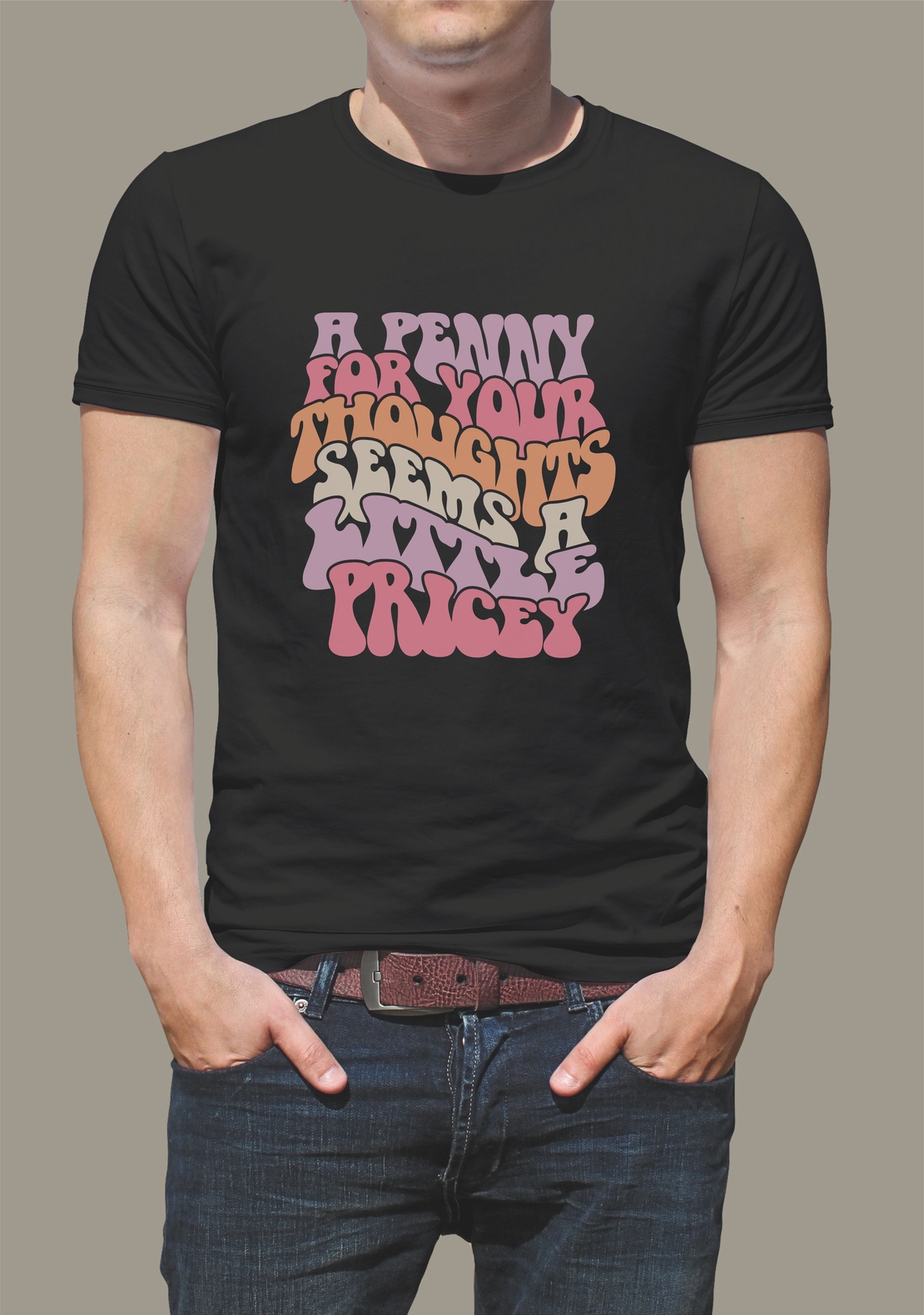 T-shirt “A Penny For Your Thoughts” – Black and white