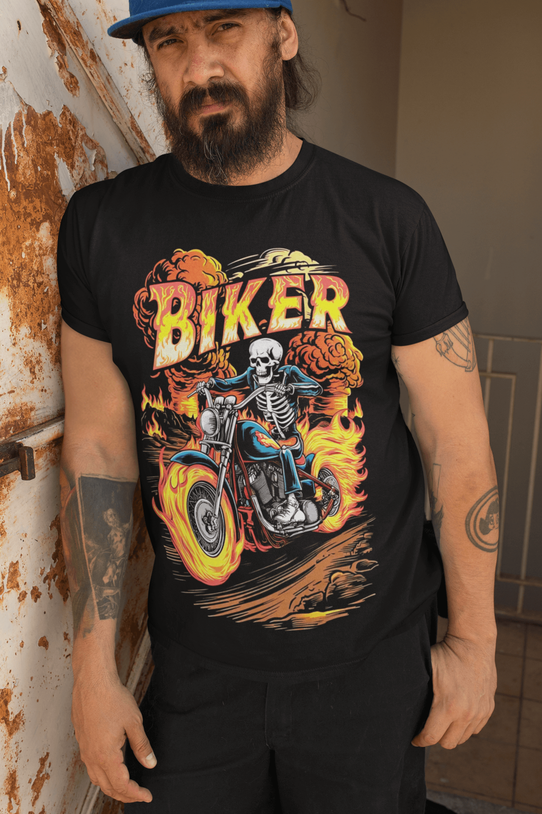 Стилна тениска с уникален дизайн – мотор BIKER