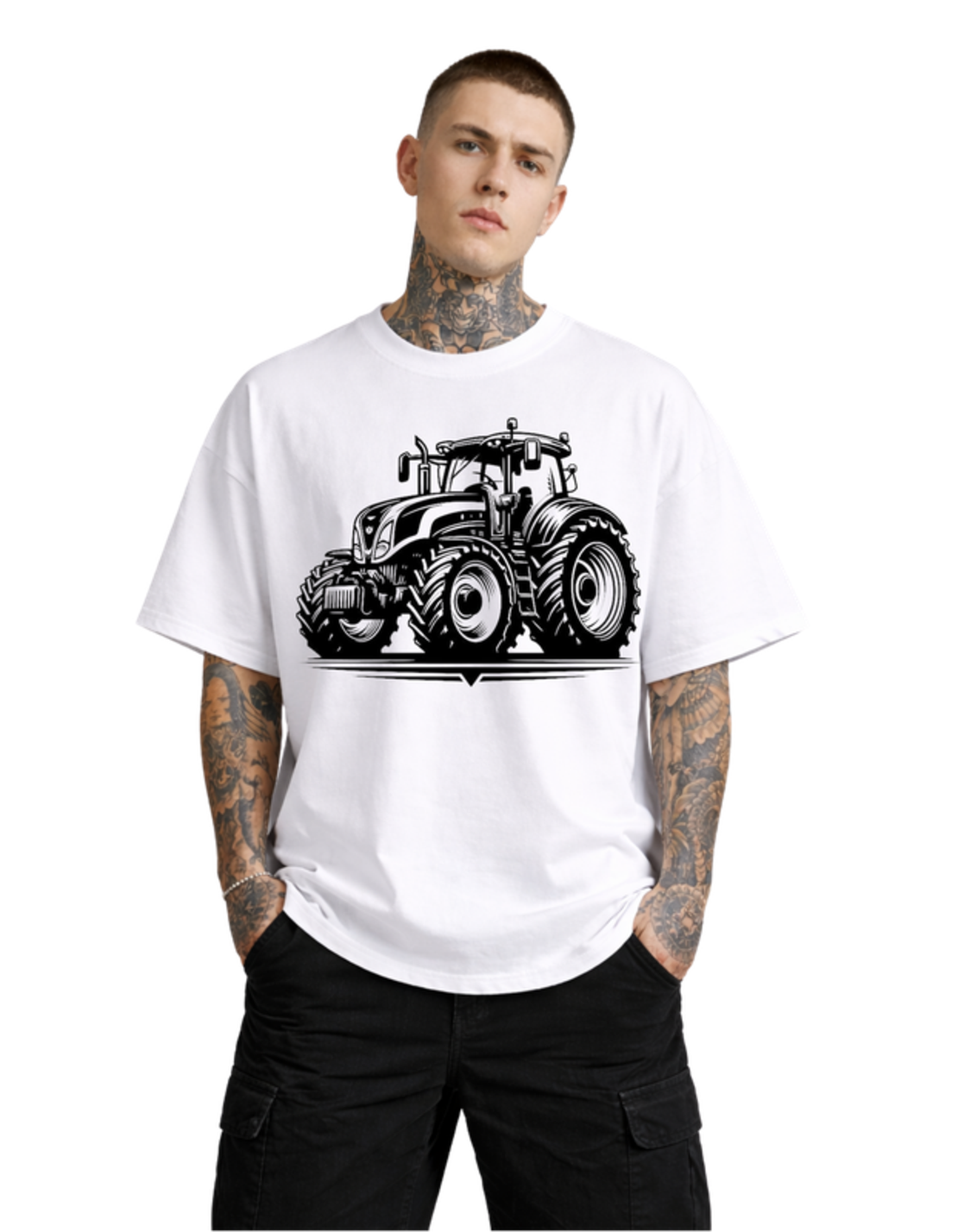 Oversized - Тениска с визуална композиция