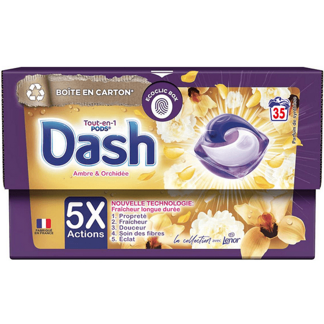 Dash - Капсули за пране с аромат амбра и орхидея , 35бр
