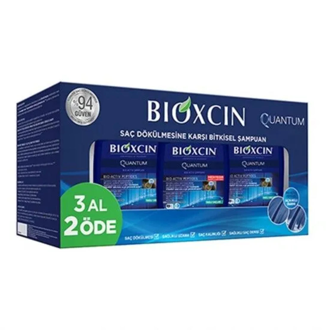 Bioxcin - Шампоан против  силен косопад с пептиди/ промо комплект 3 по 300мл