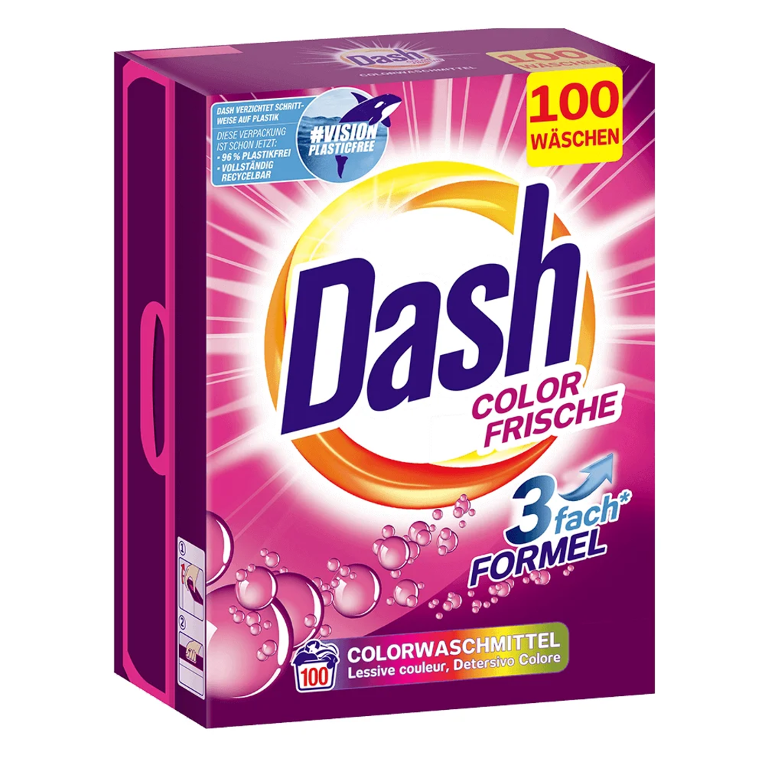 DASH прах за цветно пране ,100 пранета , 6kg
