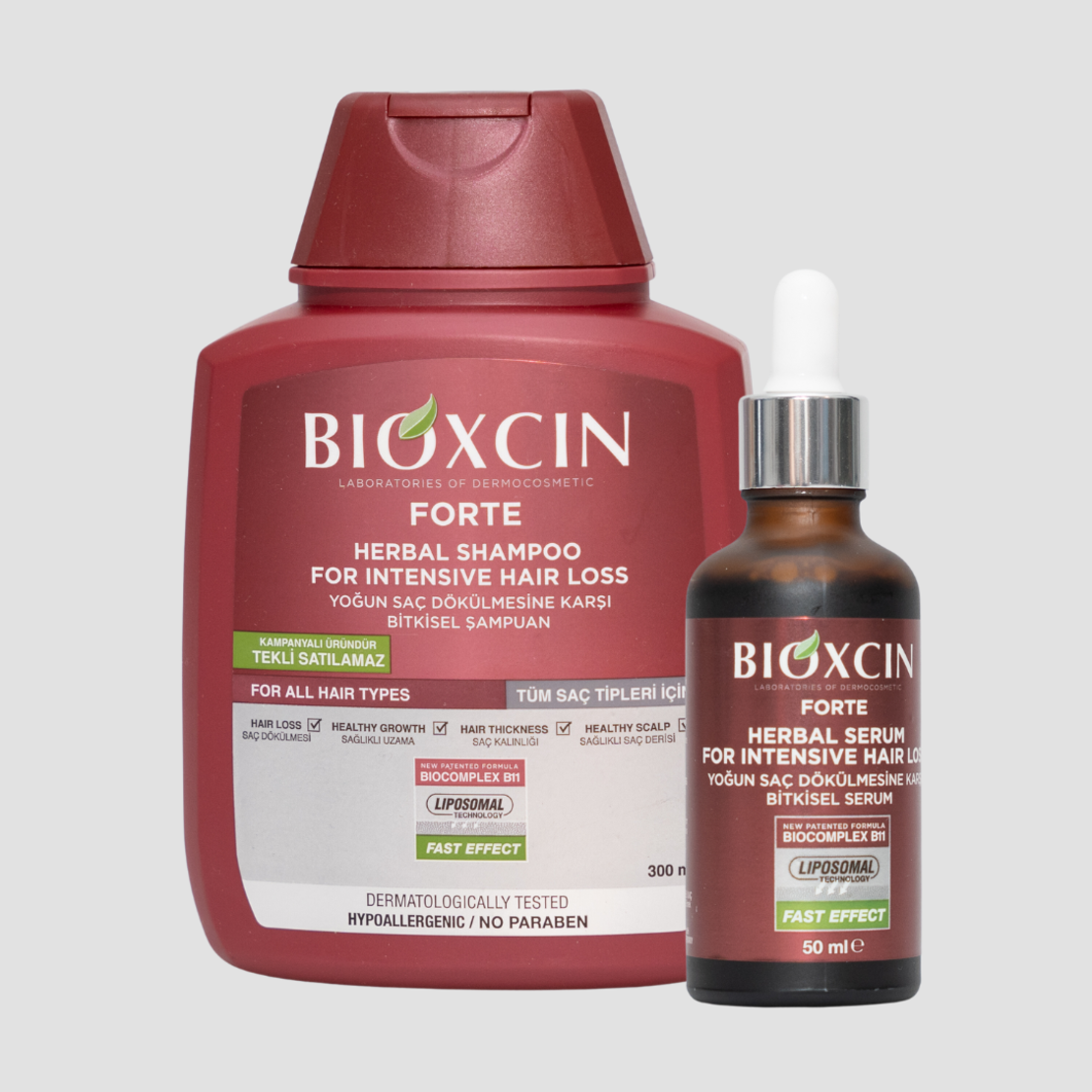 Bioxcin - Комплект против  интензивен косопад / шампоан 300мл + серум 50мл