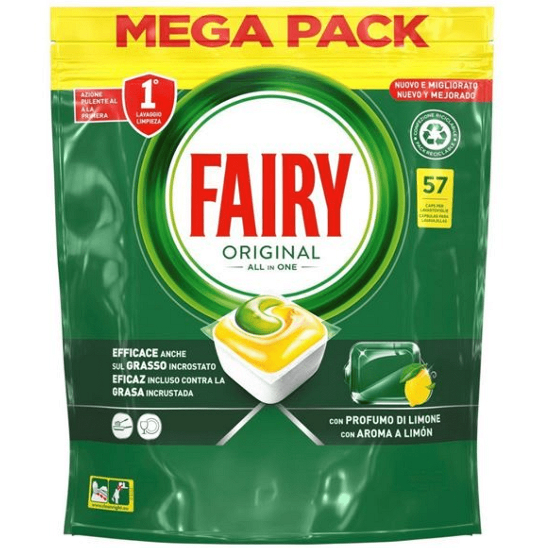 Fairy Original All in One - Таблетки за съдомиялна Лимон - 57бр