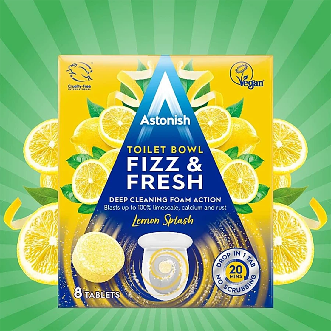 Astonish Fizz and Fesh  Lemon - Таблетки за почистване на тоалетна 8бр