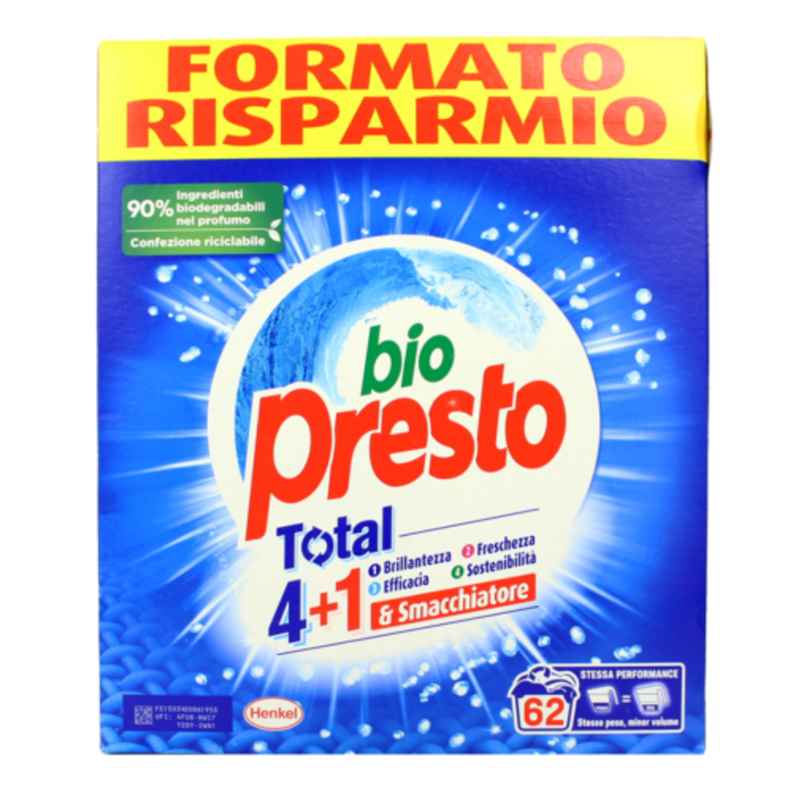 Bio Presto Подсилен Прах за Бели и Цветни Дрехи 62 пр