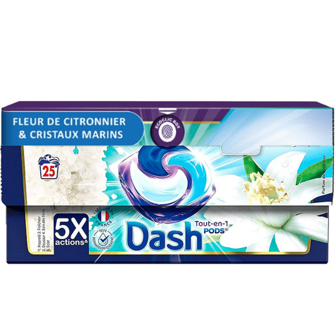Dash - Капсули за пране  Fleur De Citronnier & Cristaux Marins, 25 пранета