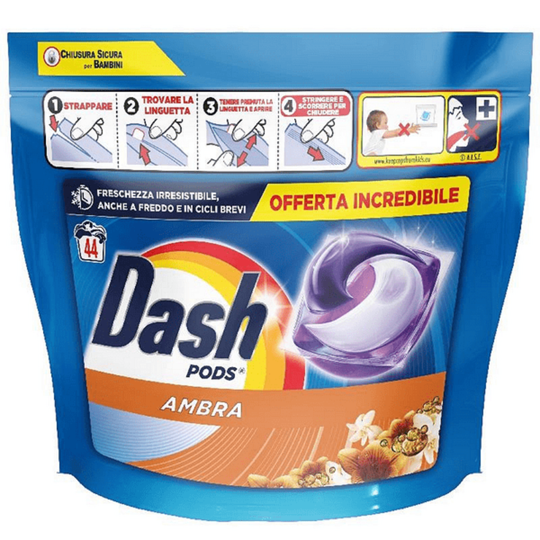 Dash  Ambra - капсули за пране , 44 броя