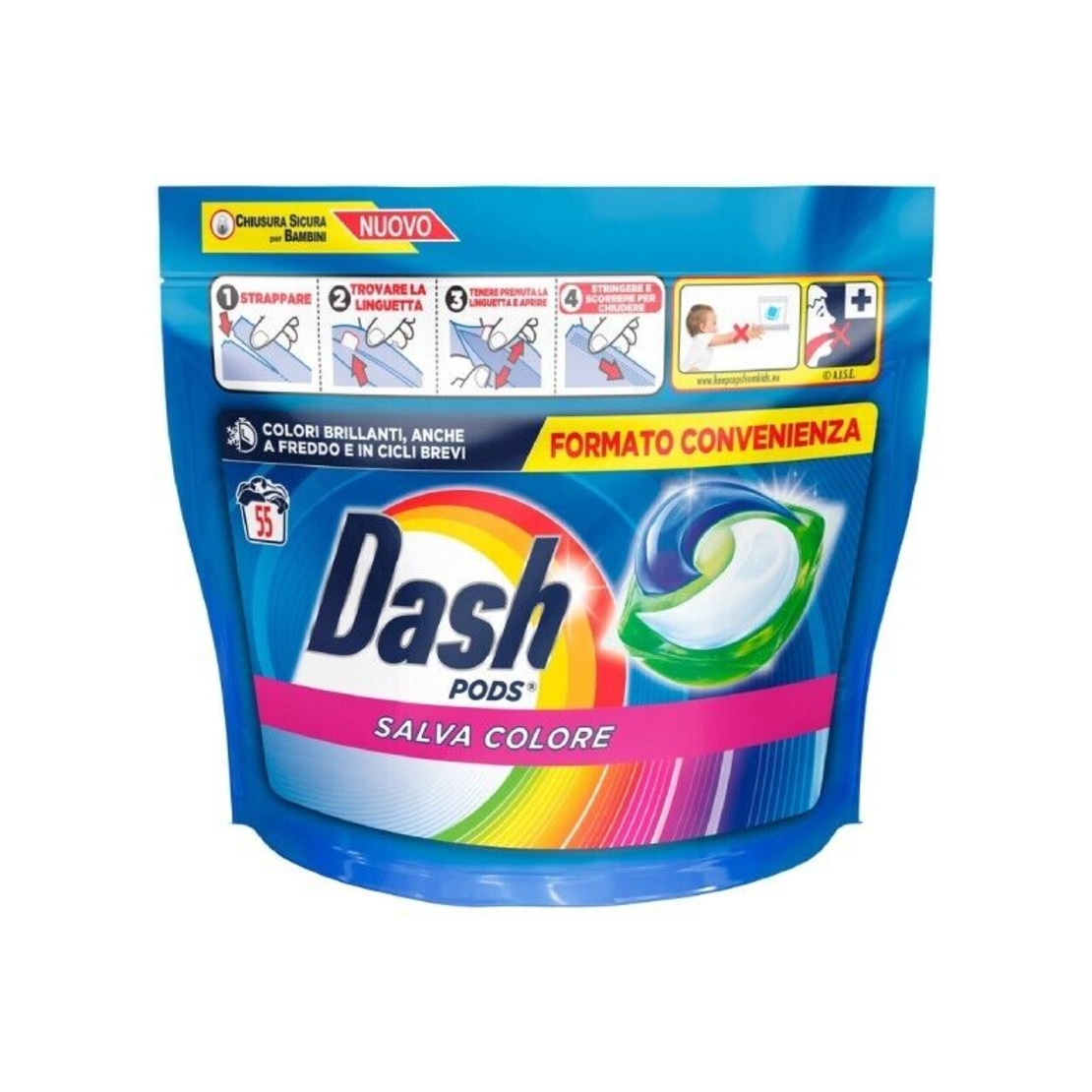 Dash  Salva Colore - капсули за пране , 44 броя