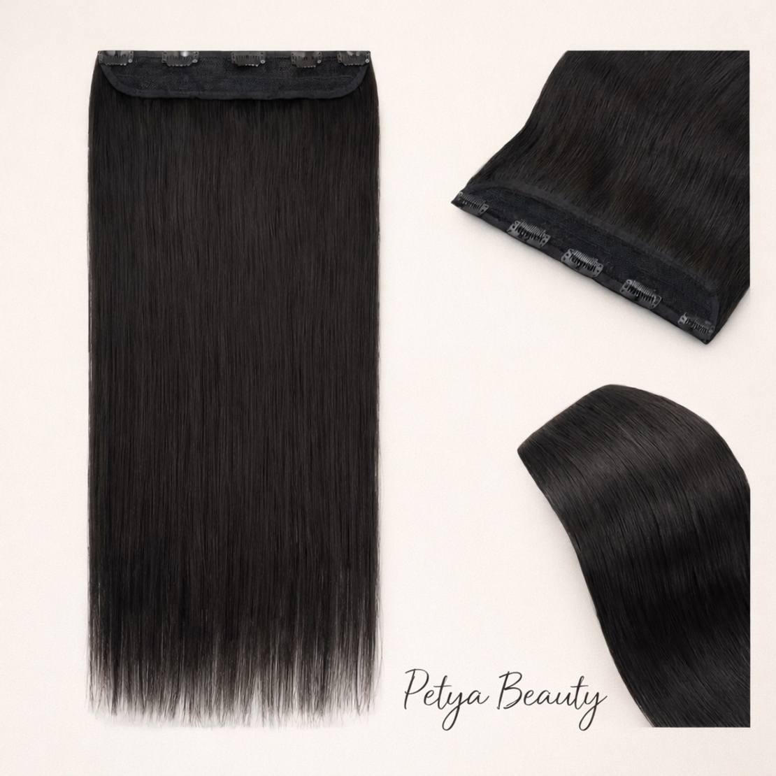 100% Естествен косъм - Екстеншън на цял ред - цвят No:2