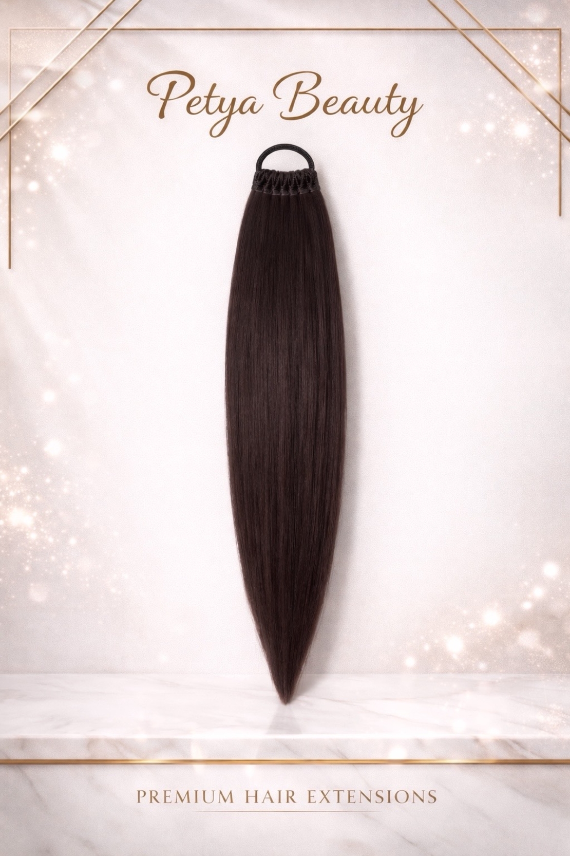 Опашка с ластик - Кафяво/махагон (РЪЧНА изработка)