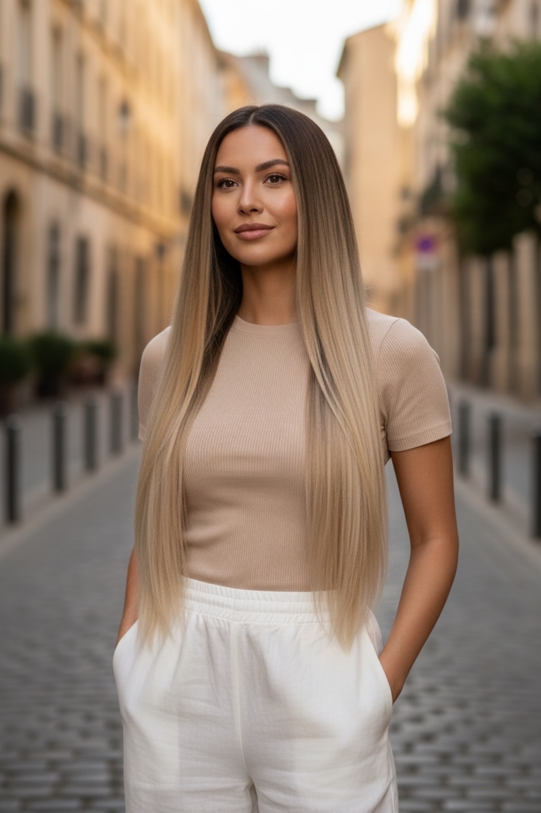 /ПРЕМИУМ/ Цял ред екстеншън от 1 част в цвят - Рус с естествен корен