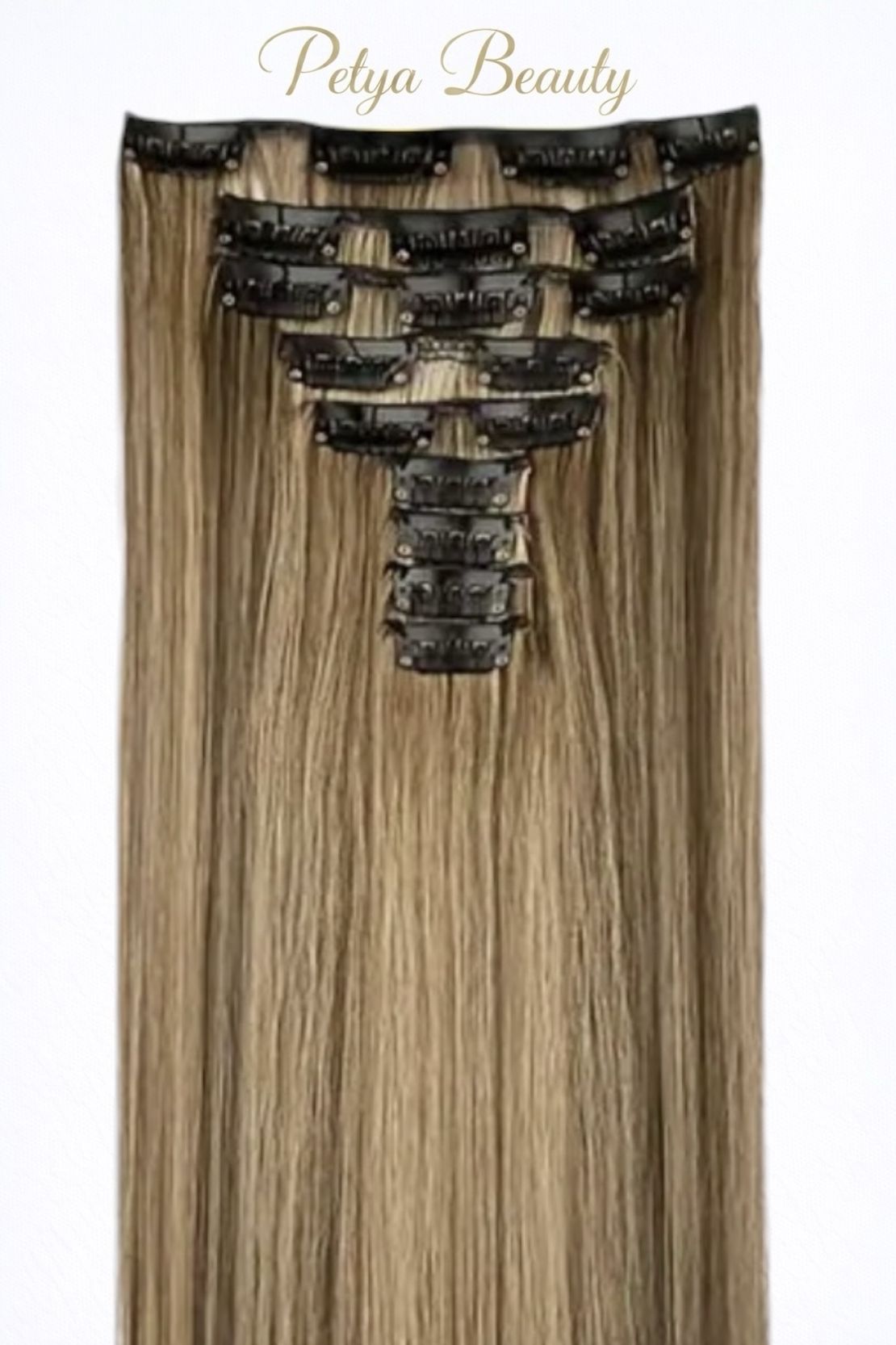 Комплект екстеншън от 9 части - СВЕТЛО КАФЯВО С КИЧУРИ