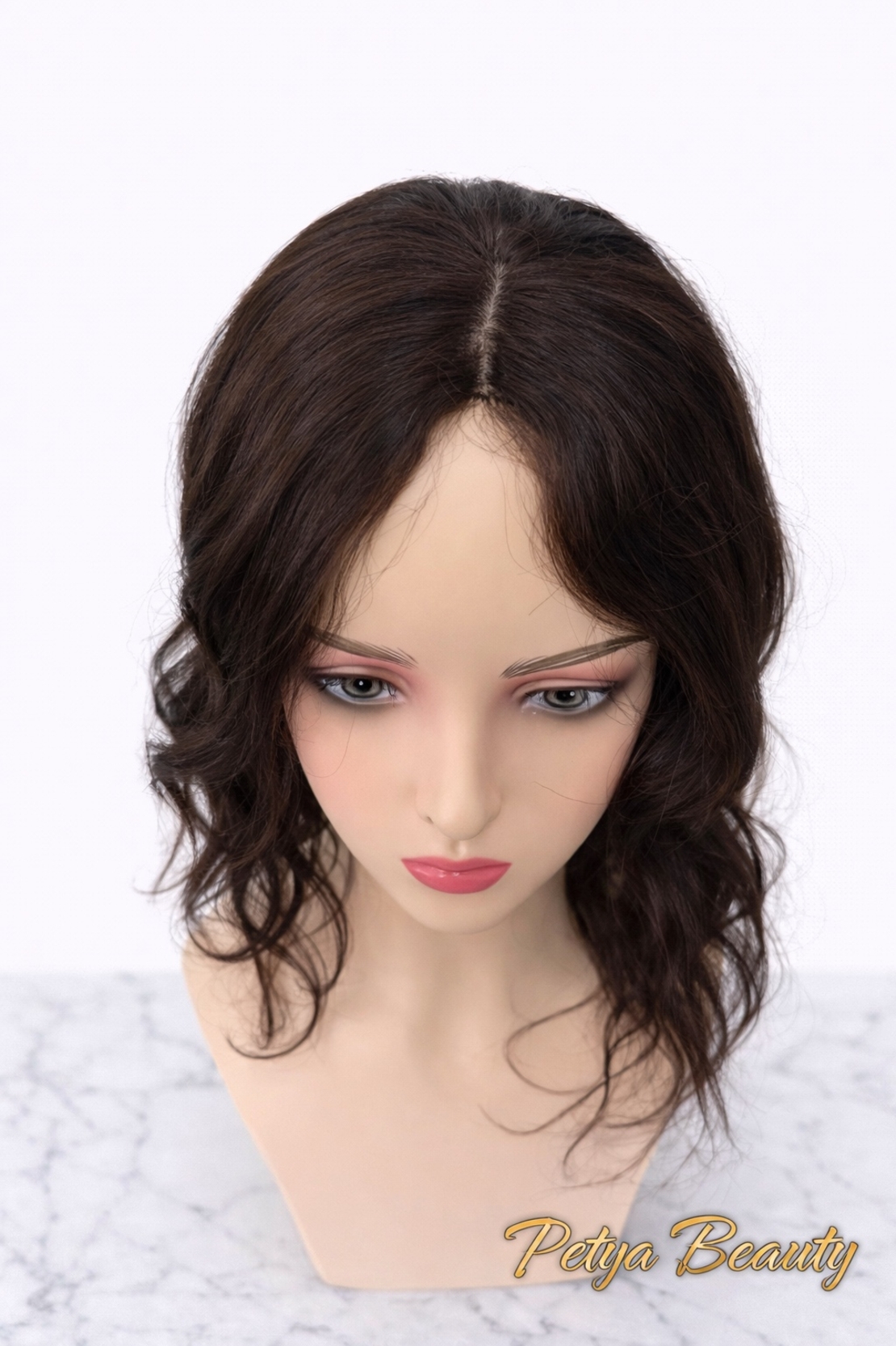 /ПРЕМИУМ/ Тупе - 100% естествен косъм - Тъмно кестеняво (вълни)