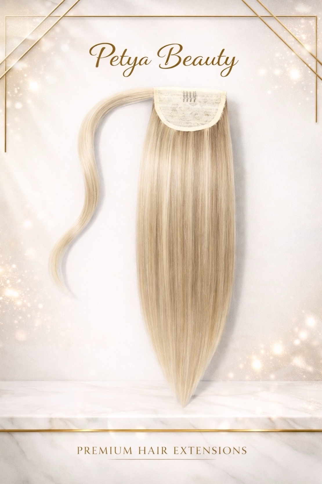 100% Естествен косъм - Опашка с лента/кичур - Рус