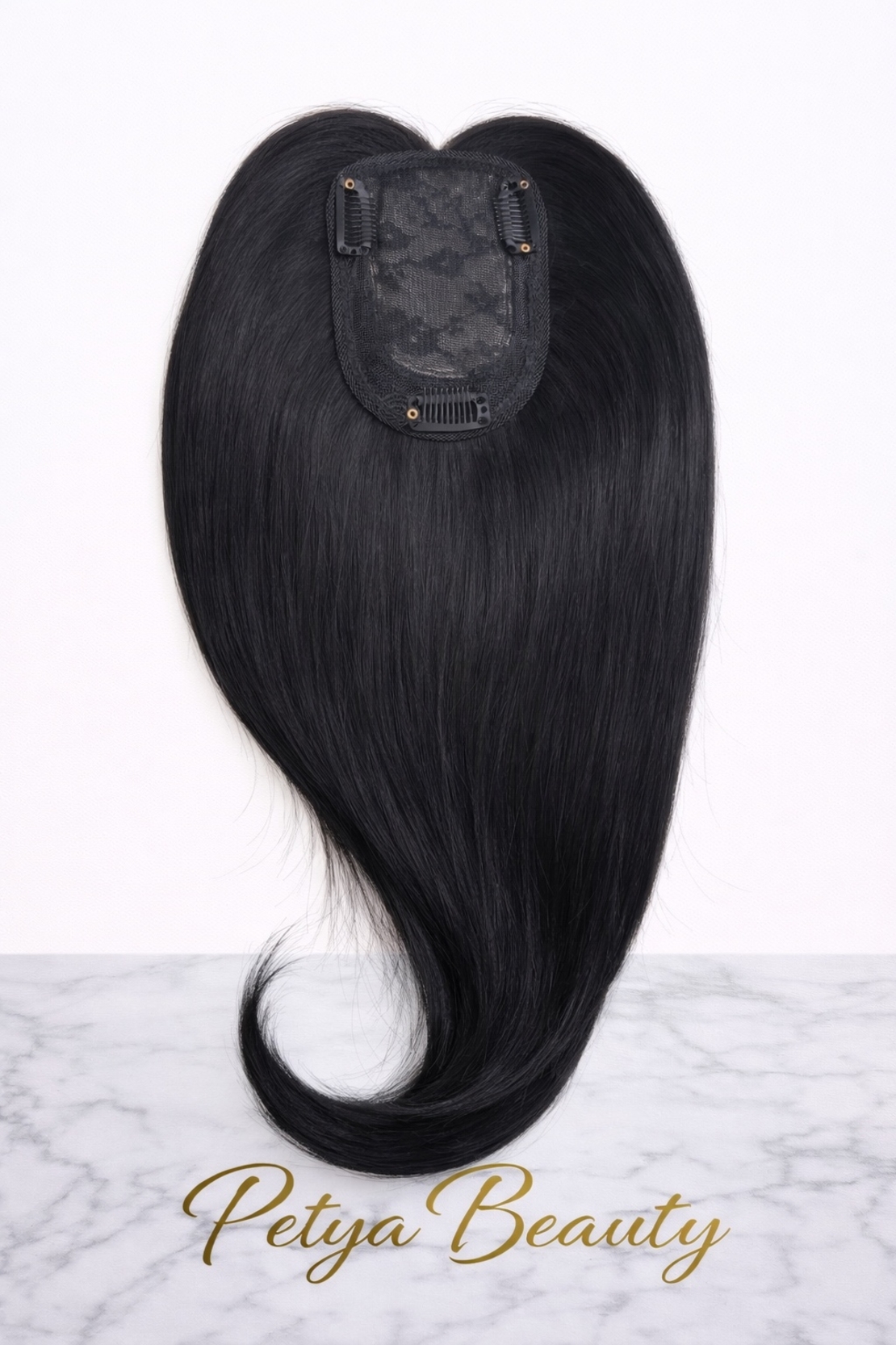 Тупе - 100% естествен косъм - Черно 45см /без бретон/