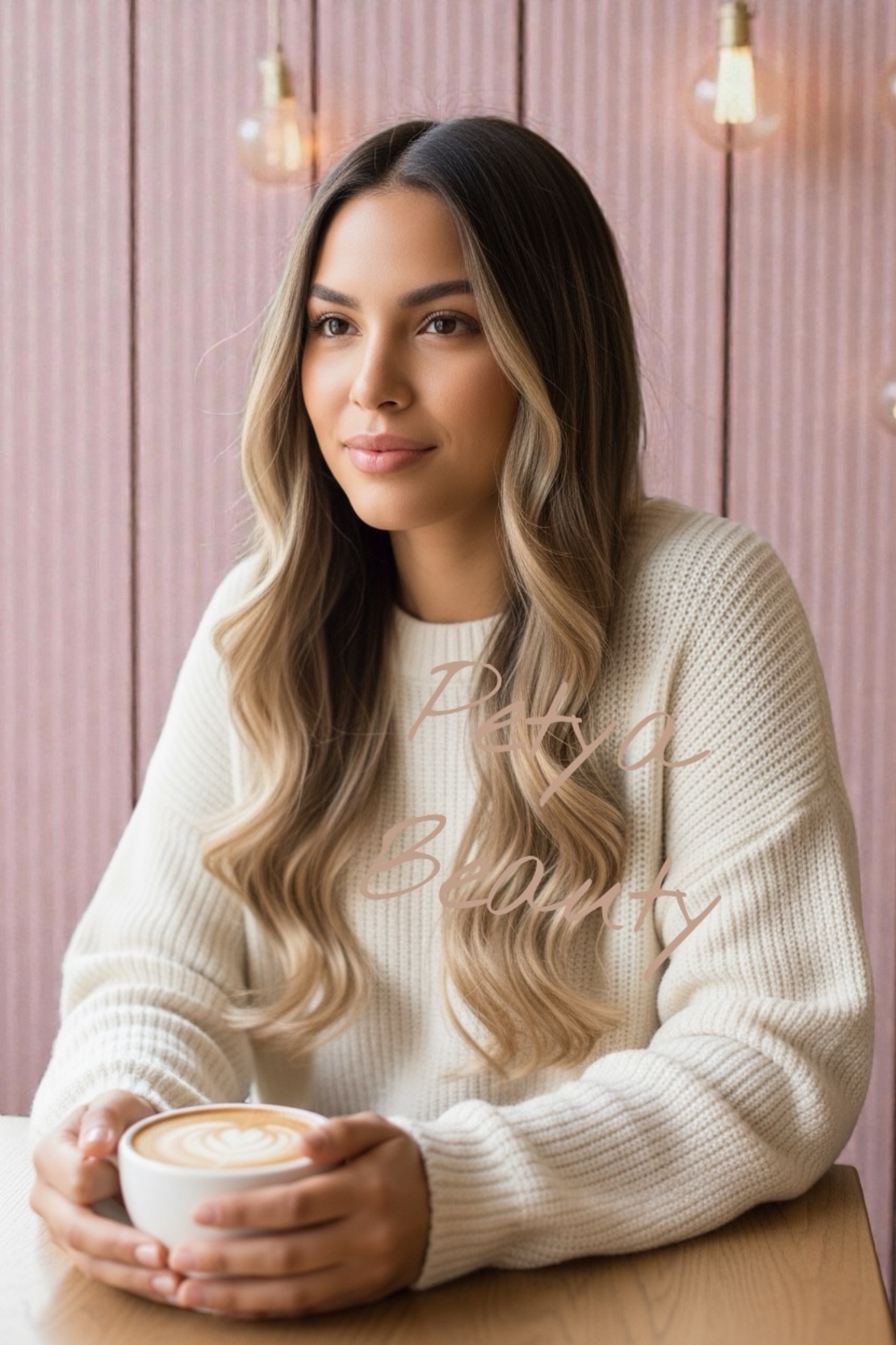 /ПРЕМИУМ/ HALO екстеншън от 1 част в цвят - ОМБРЕ ЧЕРНО/КАФЯВО ВЪЛНИ