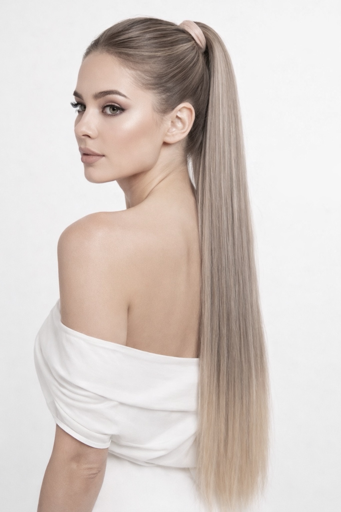 Нов вид Опашка с ластик - Сиво омбре