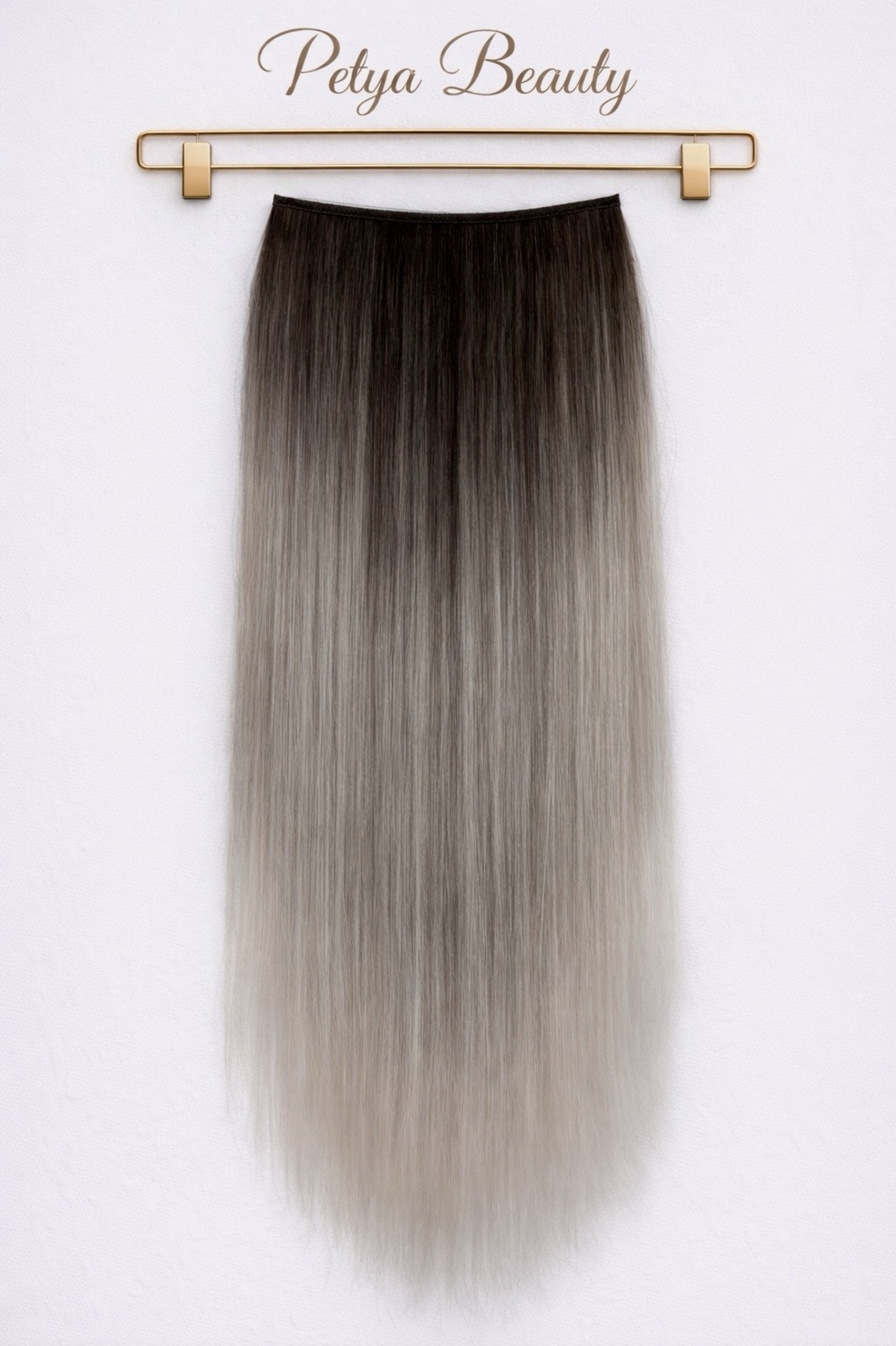 Комплект екстеншън от 7 части - ОМБРЕ СИВО С ТЪМЕН КОРЕН