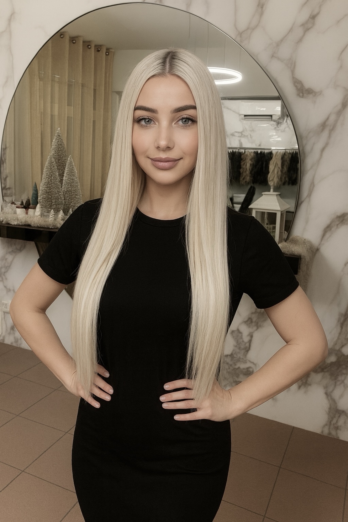 Комплект екстеншън от 9 части в цвят - БЯЛО ПЕПЕЛНО РУСО