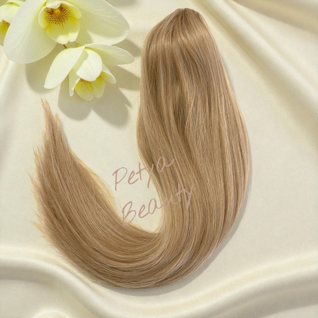 PREMIUM - Луксозна опашка - НАТУРАЛНО РУСО 55см с мрежа и ластик