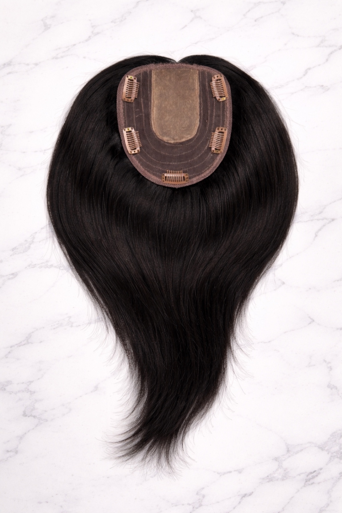 Тупе - 100% естествен косъм – Модел СТАНДАРТ - Тъмно кафяво към черно (N2) 45см