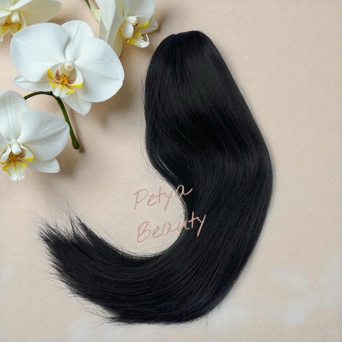 PREMIUM - Луксозна опашка - ЧЕРНО 55см с мрежа и ластик