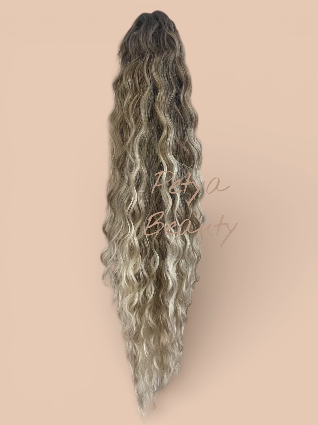 PREMIUM - Луксозна опашка - ШАТУШ РУСО С ТЪМЕН КОРЕН (ВЪЛНИ) с мрежа и ластик