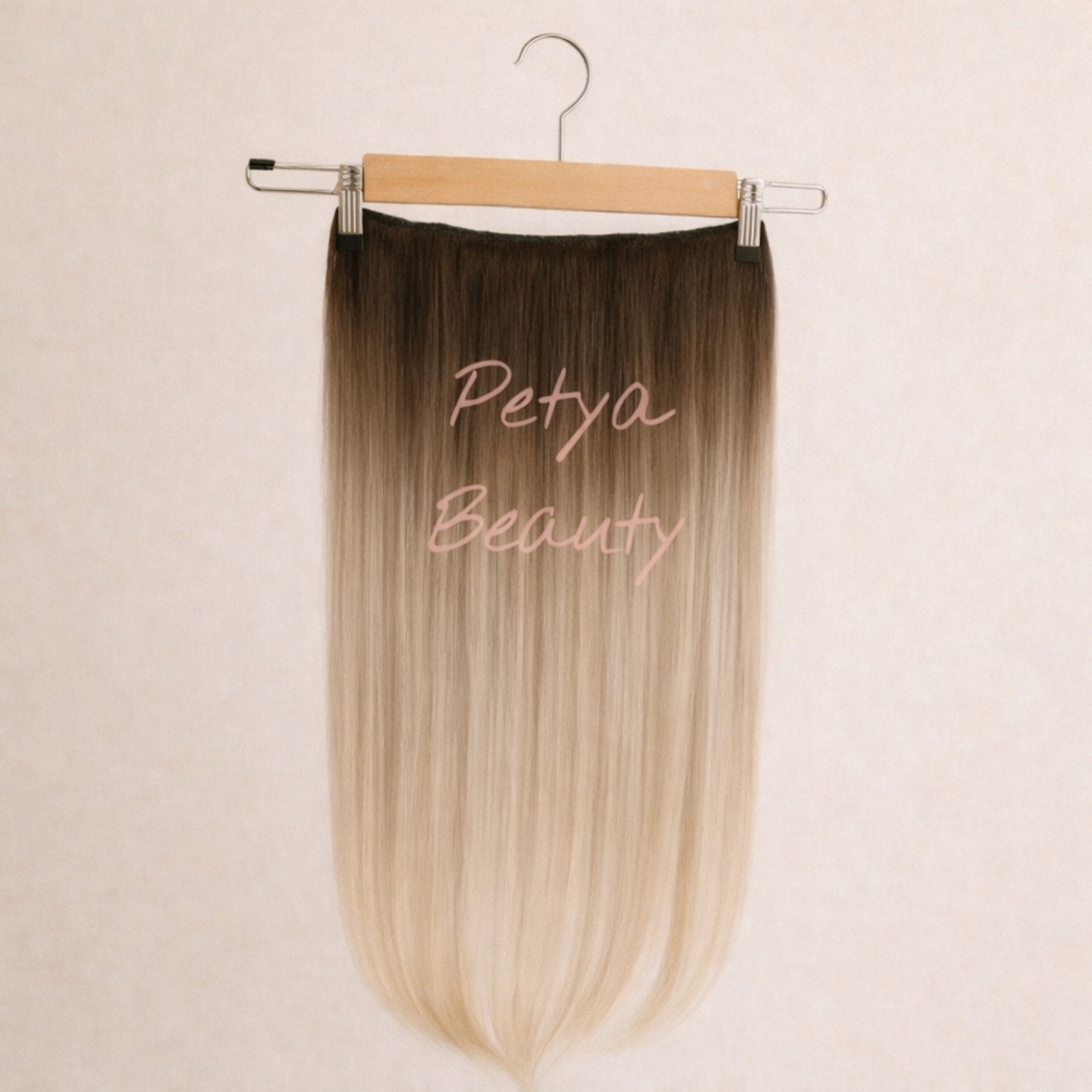 /ПРЕМИУМ/ Цял ред екстеншън от 1 част в цвят - Рус с естествен корен