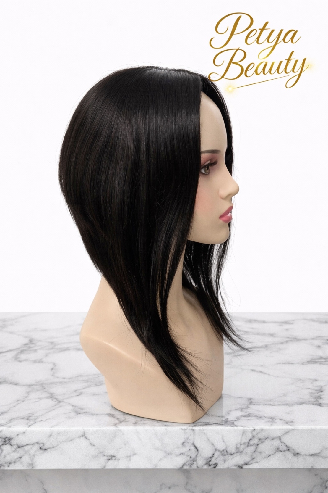 Тупе - 100% естествен косъм – Модел СТАНДАРТ - Тъмно кафяво към черно (N2) 45см