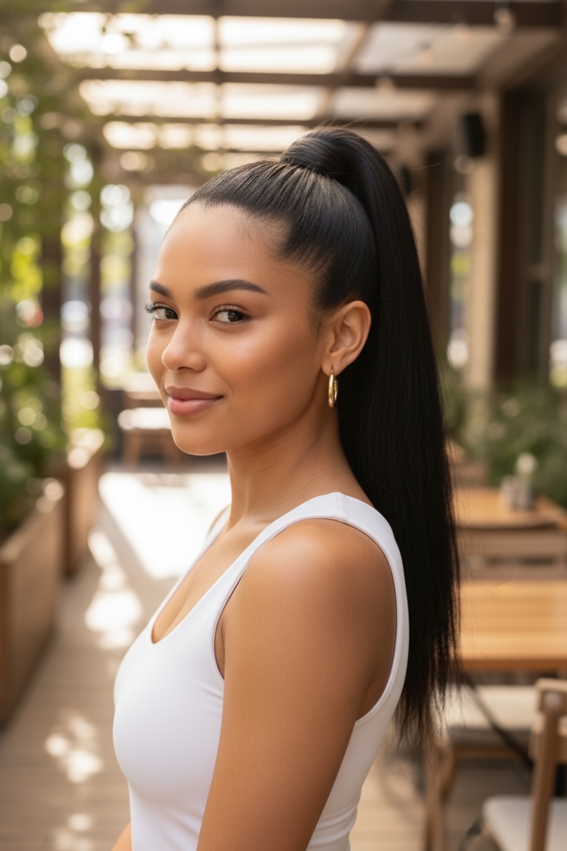 PREMIUM - Луксозна опашка - ЧЕРНО 55см с мрежа и ластик