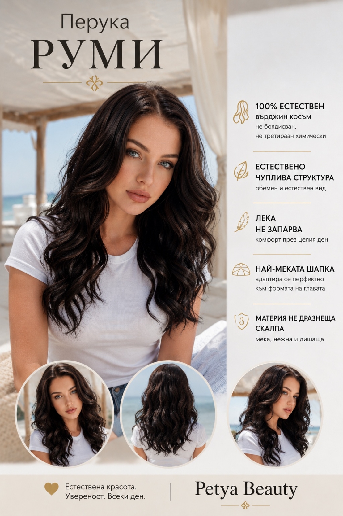 Перука - 100% естествен косъм - РУМИ