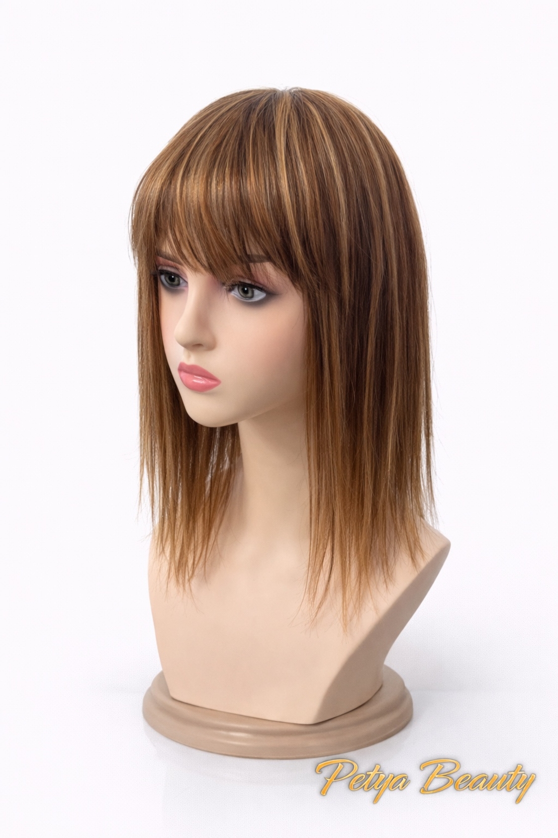 Тупе - 100% естествен косъм – Модел МИНИ - Кафяво с кичури