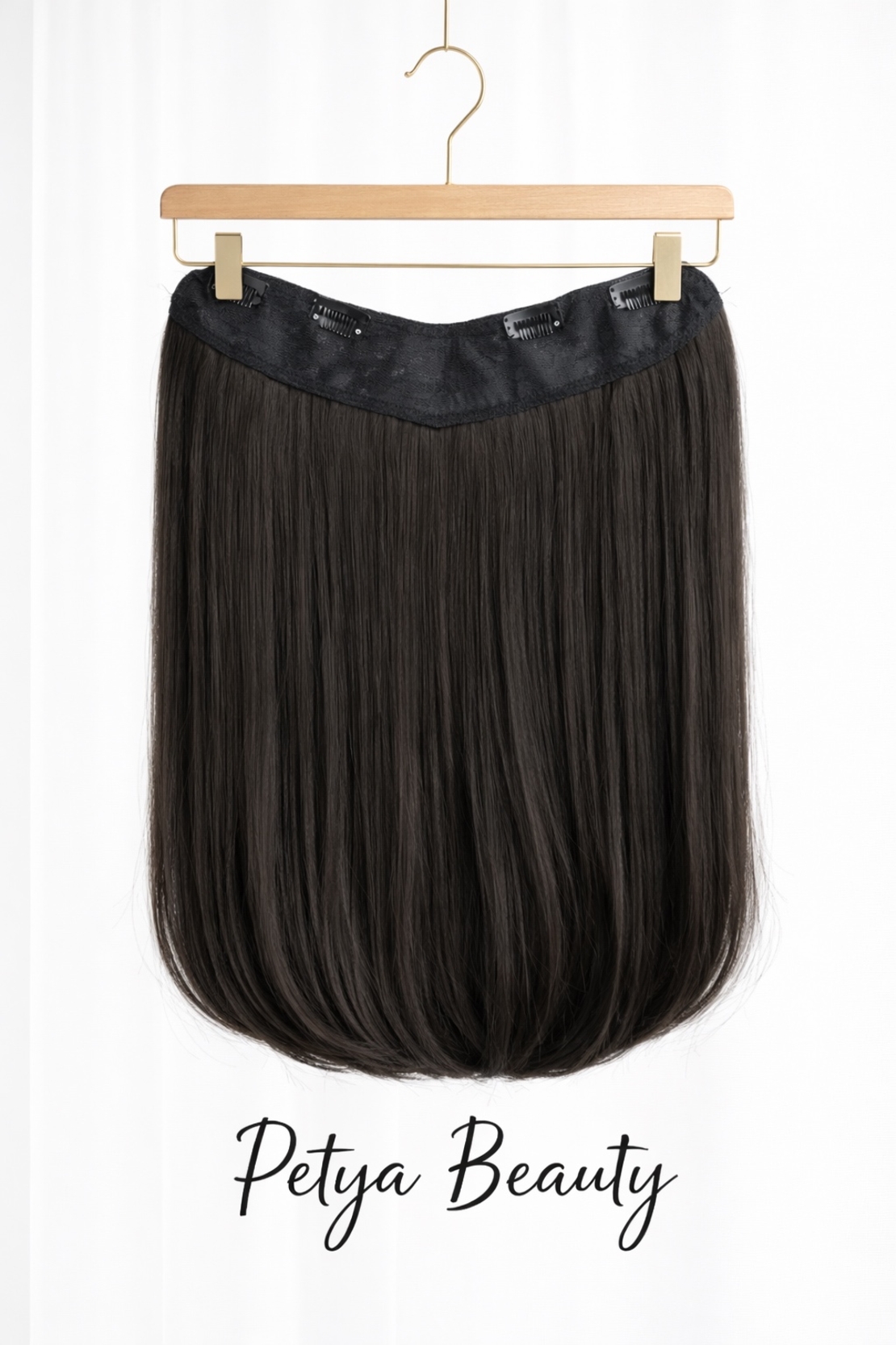 Екстеншън на цял ред - ТЪМНО КАФЯВ - 55см.